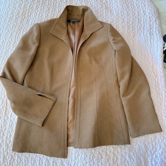 Kasper women's open front blazer size 8 jacket suit coat light brown neutral - Picture 2 of 7